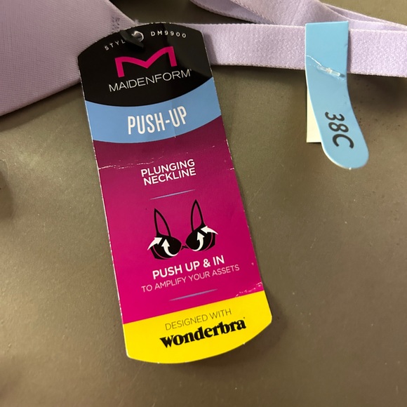 NWT Maidenform Push Up & In Underwire Plunge Bra 38C Lavender Style DM9900 - Picture 5 of 7